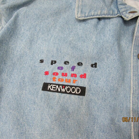 Vintage 90s Rare Kenwood Speed of Sound Tour Denim Varsity Bomber Jacket Lg - Picture 11 of 14